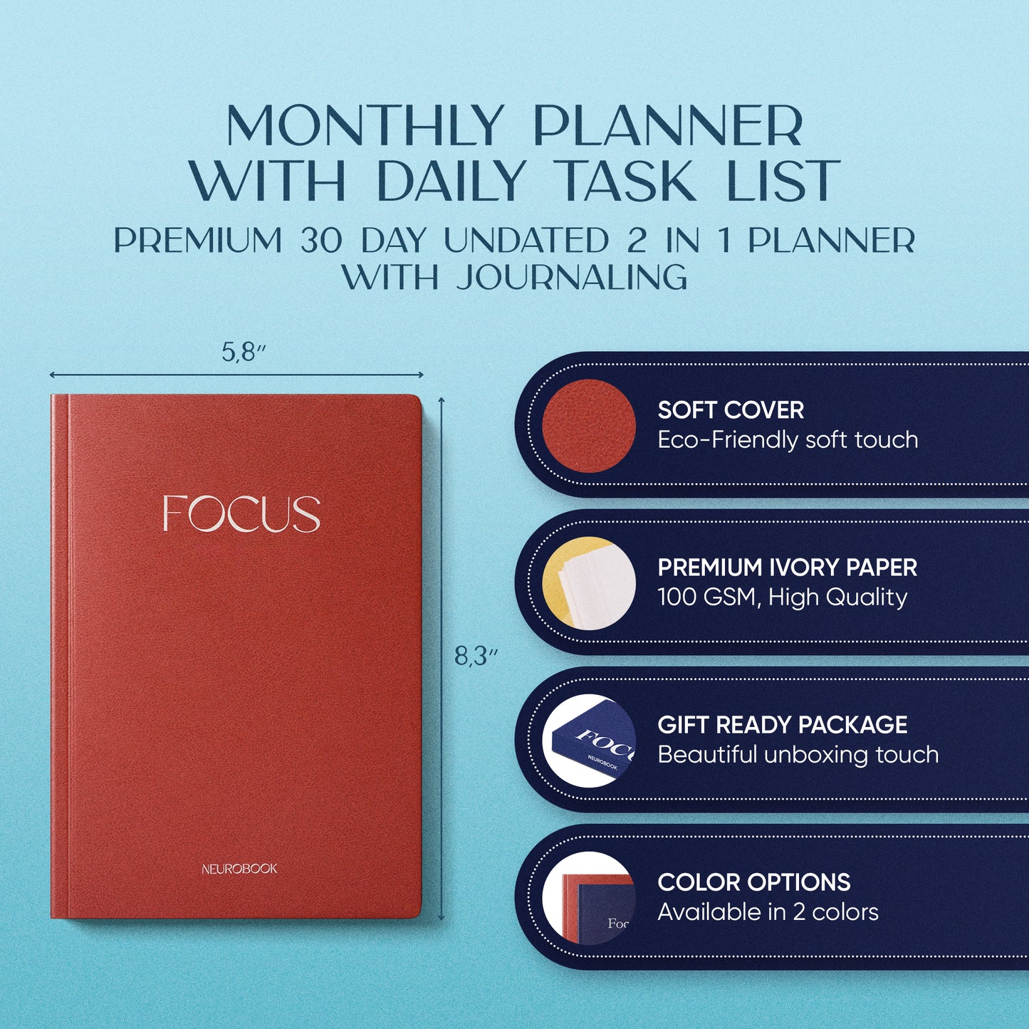 The Focus Planner – The Smart Monthly Planner for Big Goals, Less Stress, More Progress.