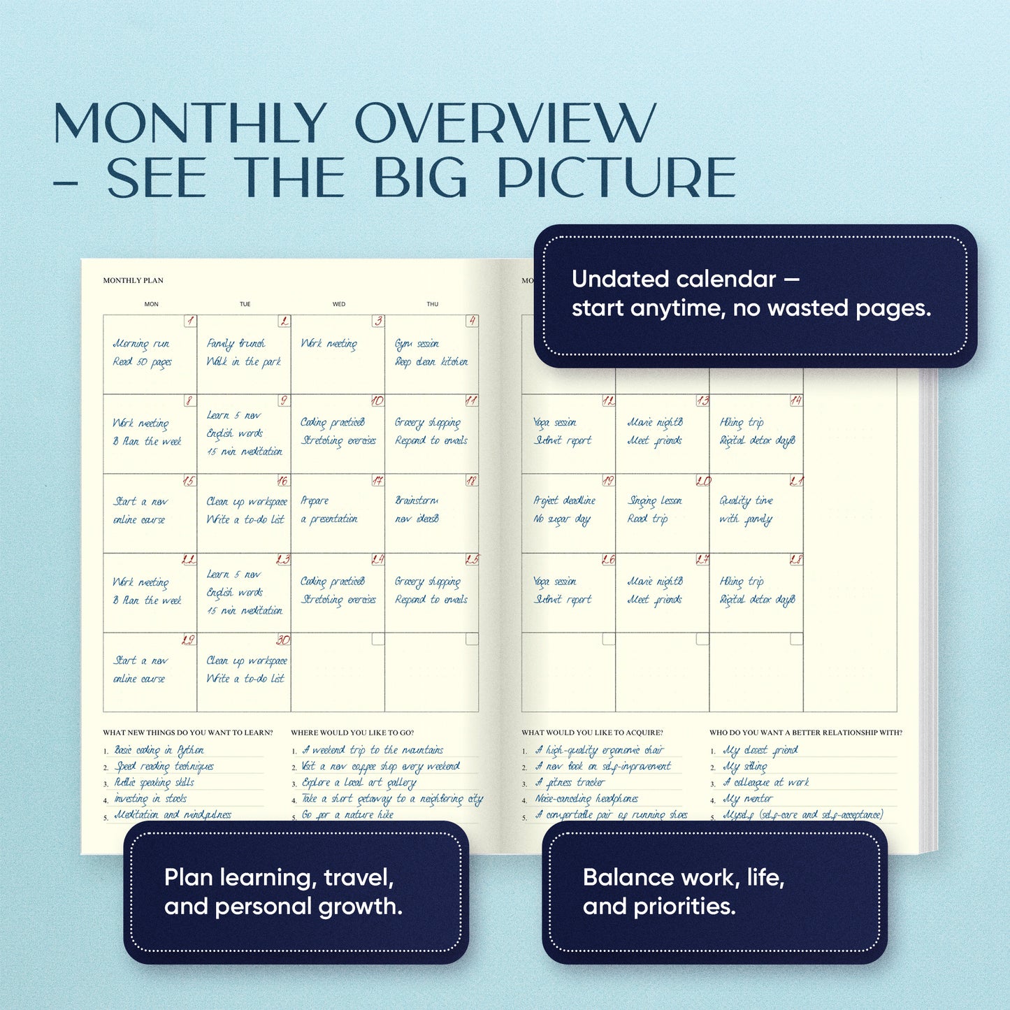 The Focus Planner – The Smart Monthly Planner for Big Goals, Less Stress, More Progress.